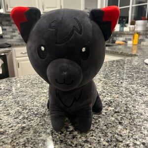 Aphmau Aaron Wolf Plush Pre-Owned Stuffed Animal Toy Black Red YouTuber Rare